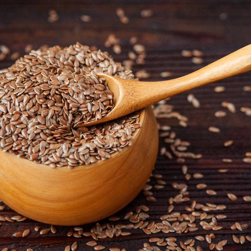 A bowl of flax seeds