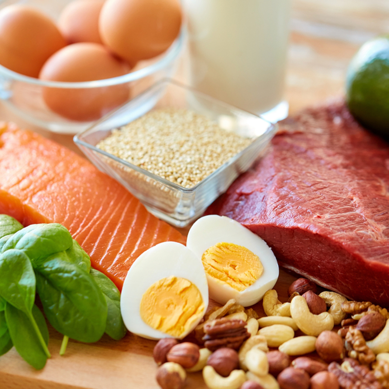 A selection of foods that provide protein
