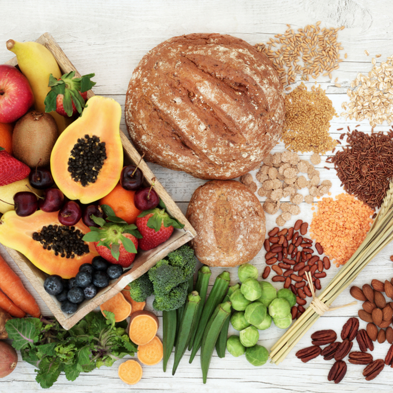 A selection of foods that provide fibre