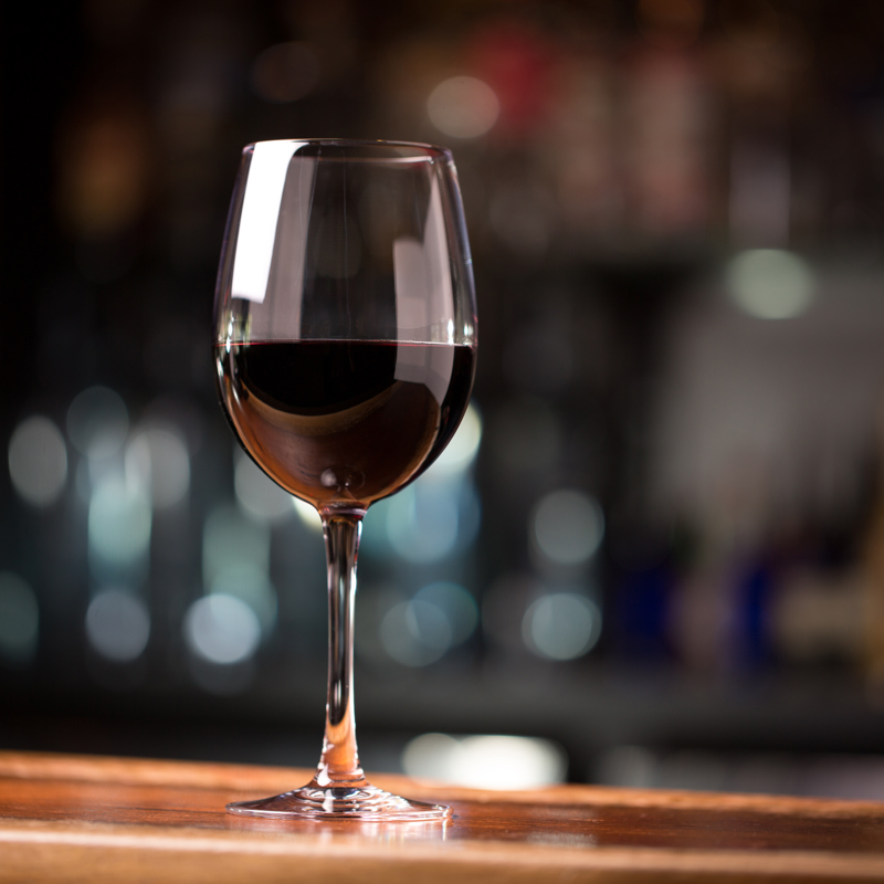 A glass of red wine