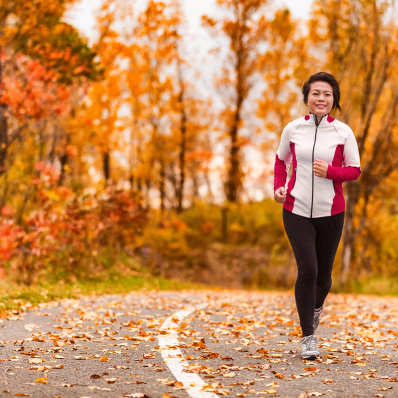 A woman running in the park