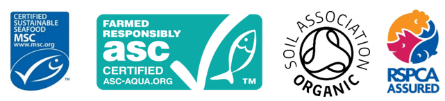 A selection of sustainable logos found on food packaging