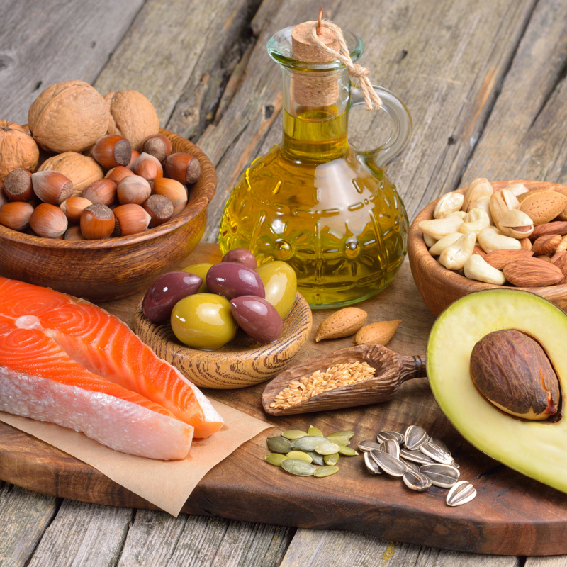 A selection of foods that provide unsaturated fats