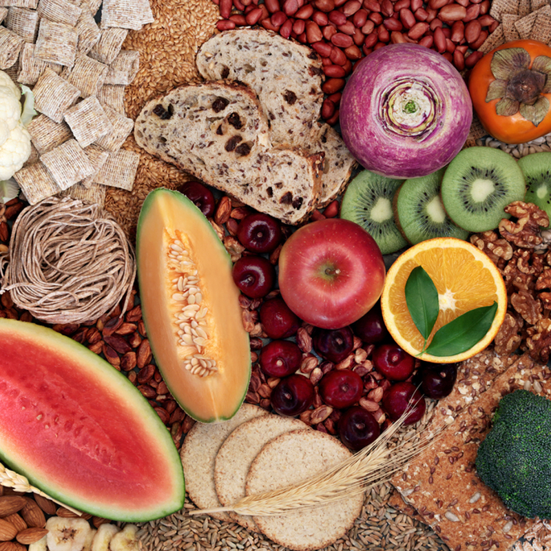 A selection of foods that provide fibre