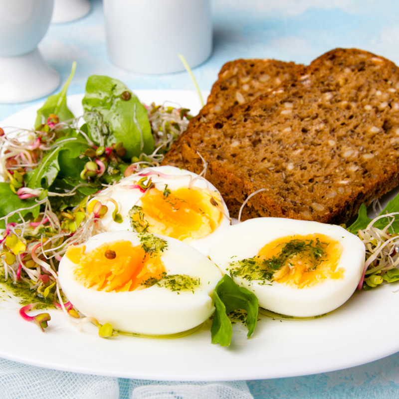 Boiled eggs with rye bread